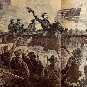 1864 General Sherman Civil War Dallas Wood Engraving Centerfold Victorian HM1